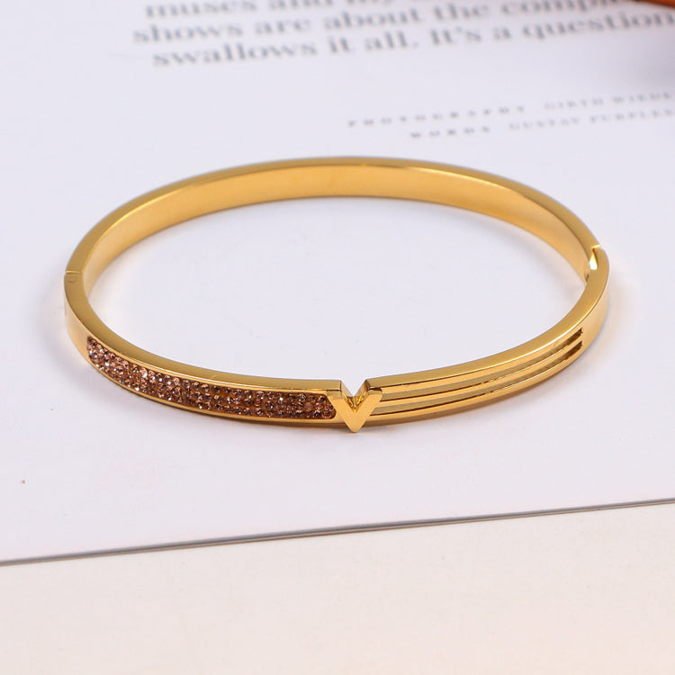 LVB34 316L steel and crystal with 18K gold plated   Jewelry