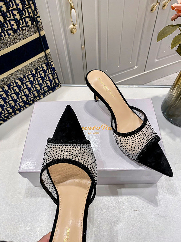 MBGS1 Leather 7.5CM 10CM Slippers Size 35-41 Shoes with Box