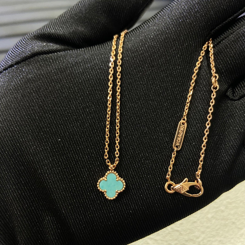 AVSN2  Mini Sky River color four-leaf clover necklace jewelry