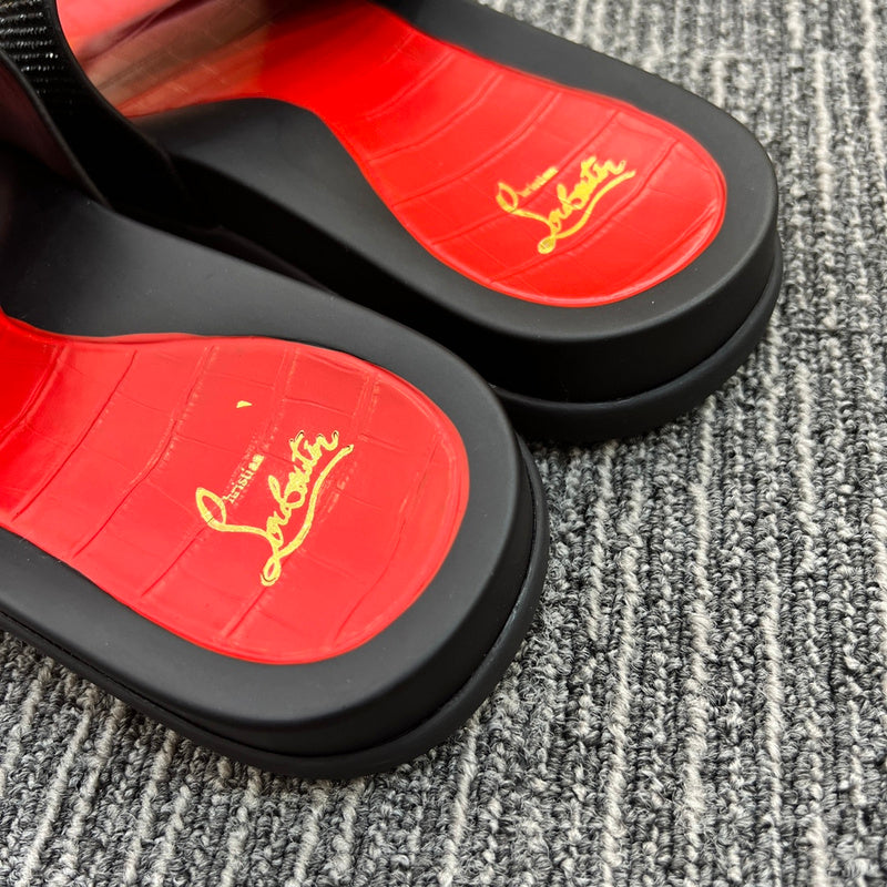 YCL10 Women Christian Louboutin Red Sole Rhinestone Leather Slippers High Quality With Box