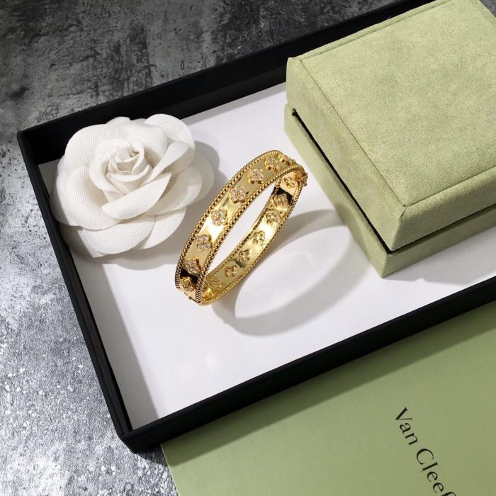 VAB7 Brass plated 18K thick gold, kaleidoscope bracelet VAC bracelet for women  about 17.5cm
