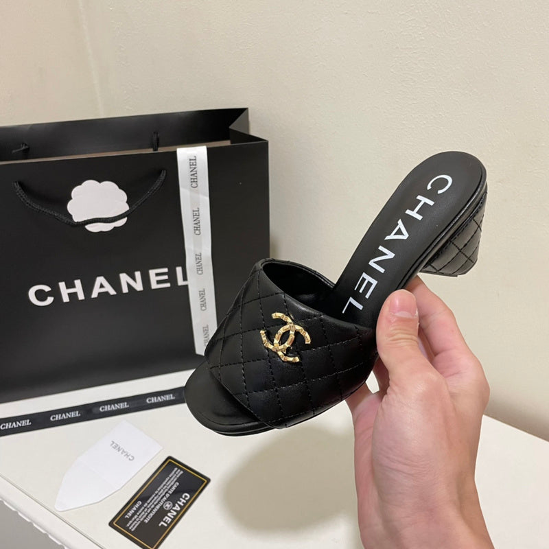 MCS54 Leather slippers Women Heel 6CM shoes 35-41 With box