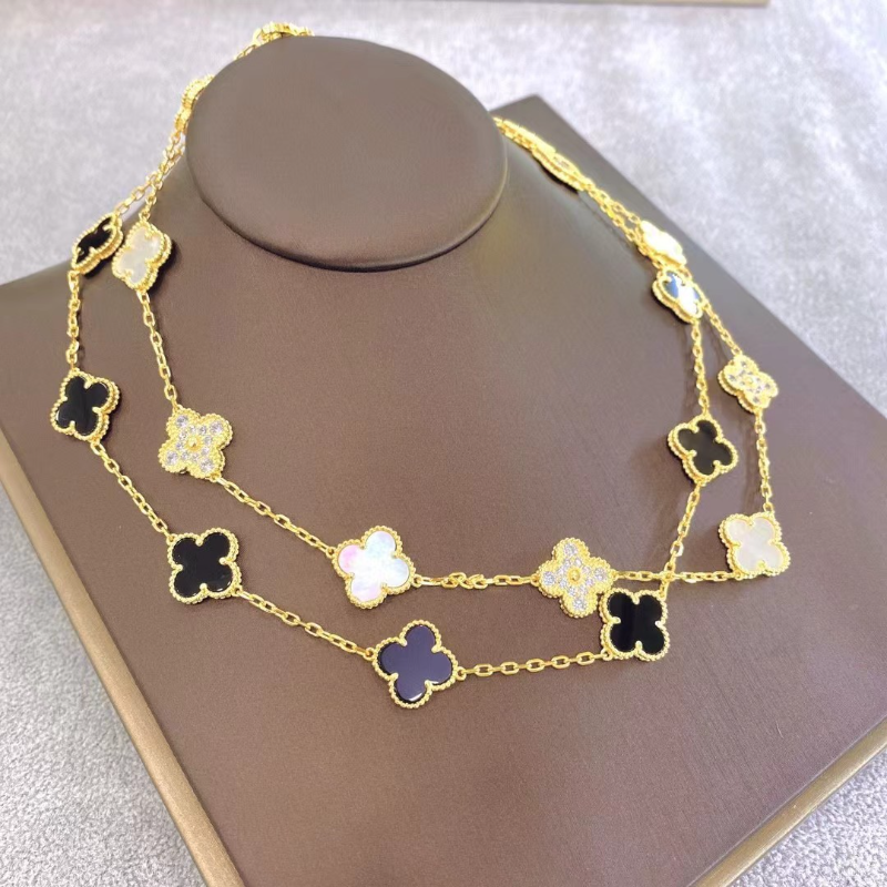 VAN100 High Version Clover Ten Flower Necklace Thick Plated 18K Necklace Jewelry