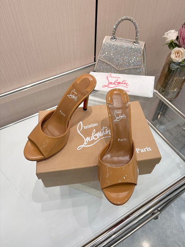 OCLS3 Real Leather 10CM Heel Slipper Women 35-43 Cowhide shoes With box