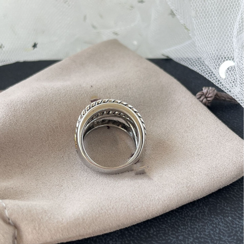 DY DJ060 Simple Multi layer Color Separation Ring Vintage Ring Jewelry copper with gold plated