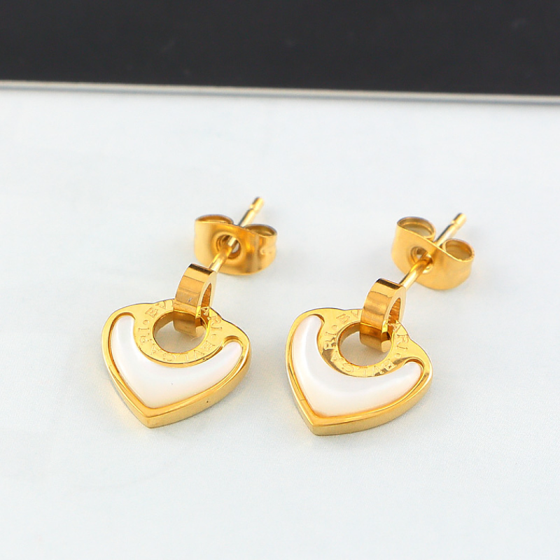 BVE4 heart-shaped titanium steel earrings jewelry