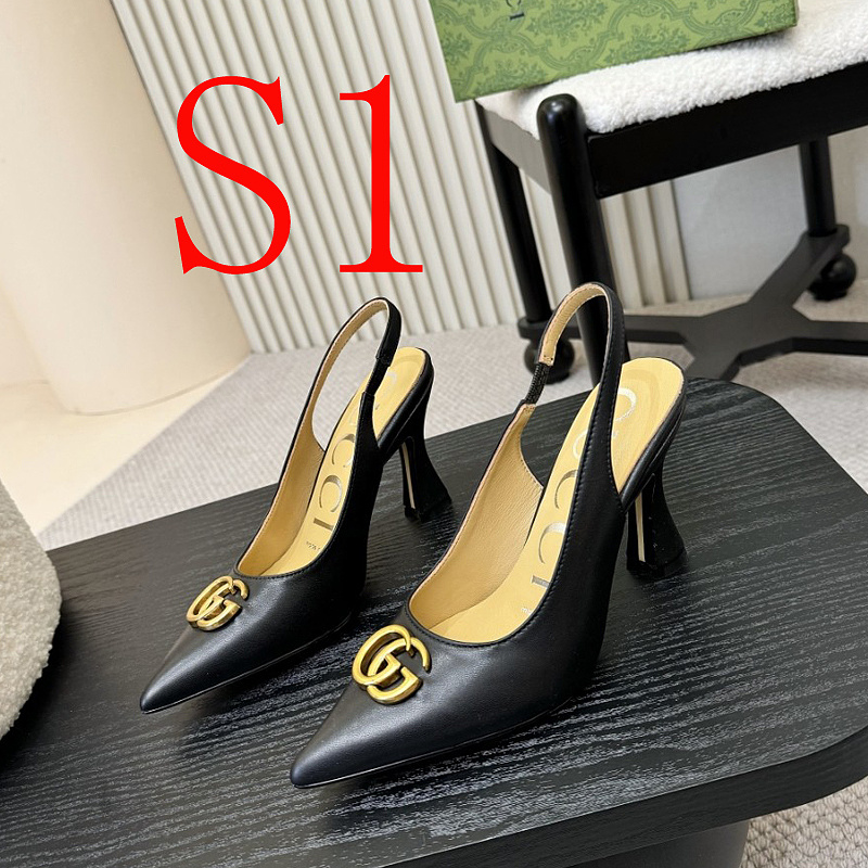 SHGS9 Leather 8.5CM Heel Women 35-42 shoes With box