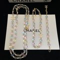 CHN110  Women's early spring new item, color glass double C sweater chain, necklace, bracelet, jewelr