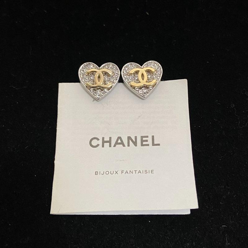 CHN107  Women's New Love Full Diamond Necklace Earnail Set Jewelry