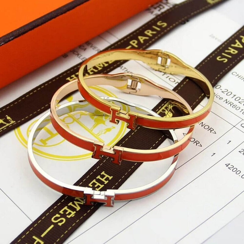 HB49 high quality 316L steel bracelet for women 18K gold plated jewelry H bangle