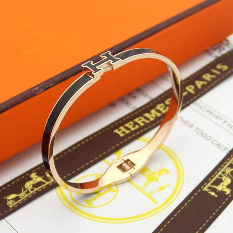 HB49 high quality 316L steel bracelet for women 18K gold plated jewelry H bangle