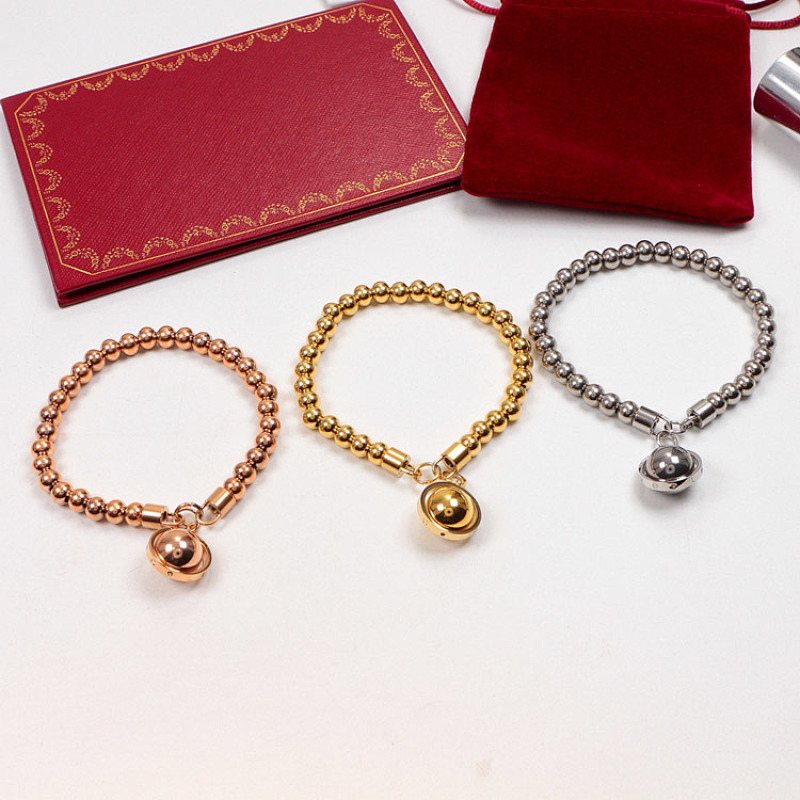CAB29  Round bead bracelet globe bracelet 316L stainless steel gold-plated jewelry about 18cm