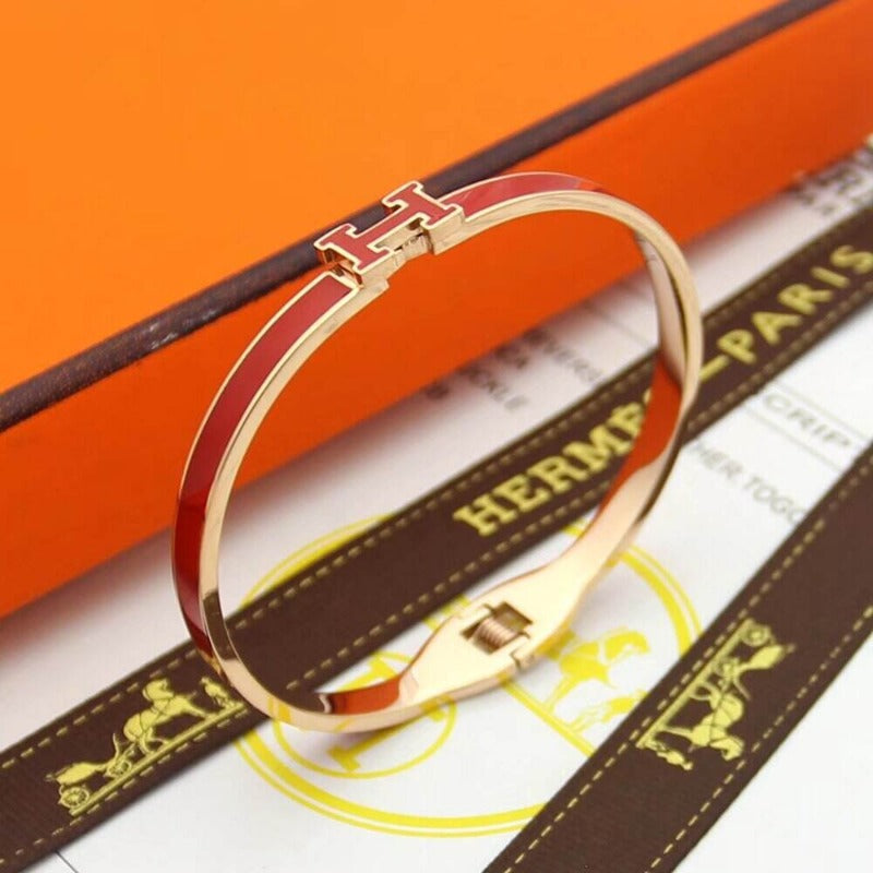 HB49 high quality 316L steel bracelet for women 18K gold plated jewelry H bangle