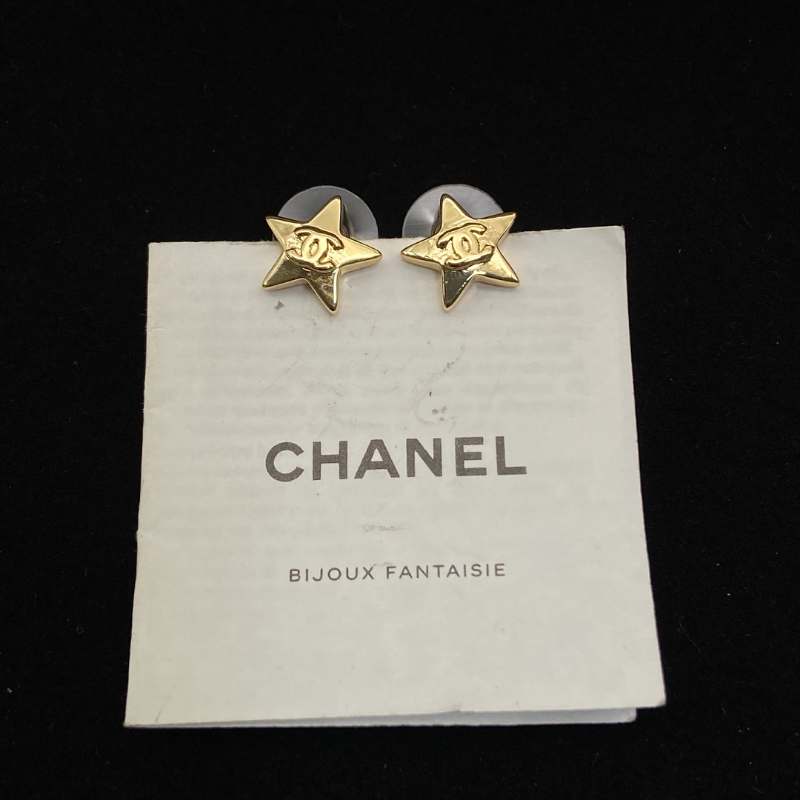 CHE82  Women's new shiny five pointed star double C earring jewelry