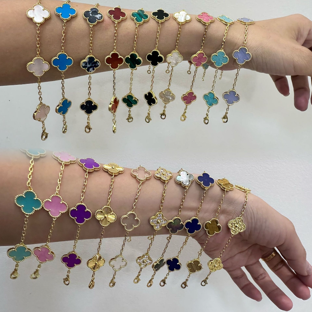 VAB100 Natural Stone 4 Flower Bracelet Premium Jewelry No packaging AAAAA quality