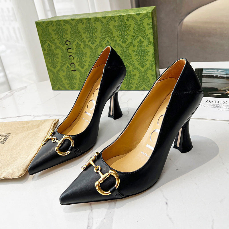 SHGS8 Leather 8.5CM Heel Women 35-42 shoes With box