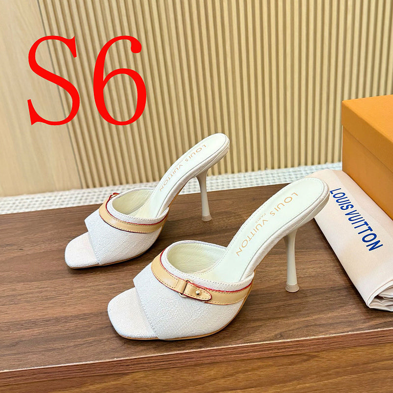 SHLS19 Women slipper 5.5CM 9.5CM high heels Shoes 35-43 with box