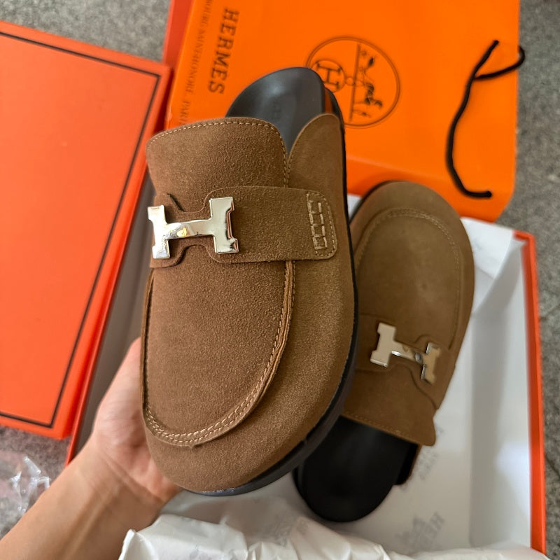 MJHS19 Leather Women Slipper Size 35-41 Shoes with box