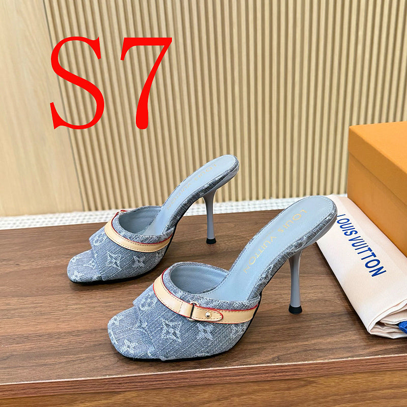 SHLS19 Women slipper 5.5CM 9.5CM high heels Shoes 35-43 with box