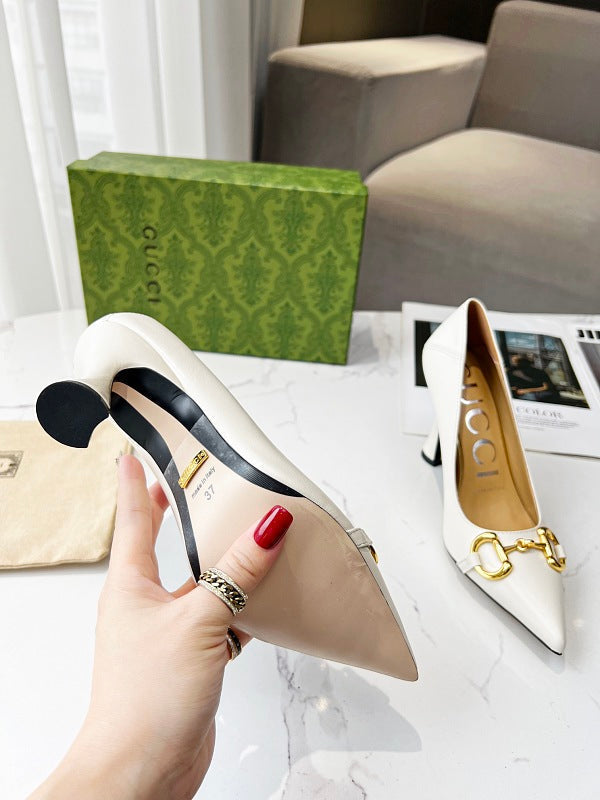 SHGS8 Leather 8.5CM Heel Women 35-42 shoes With box