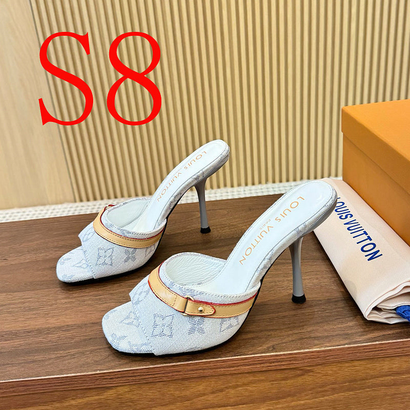 SHLS19 Women slipper 5.5CM 9.5CM high heels Shoes 35-43 with box