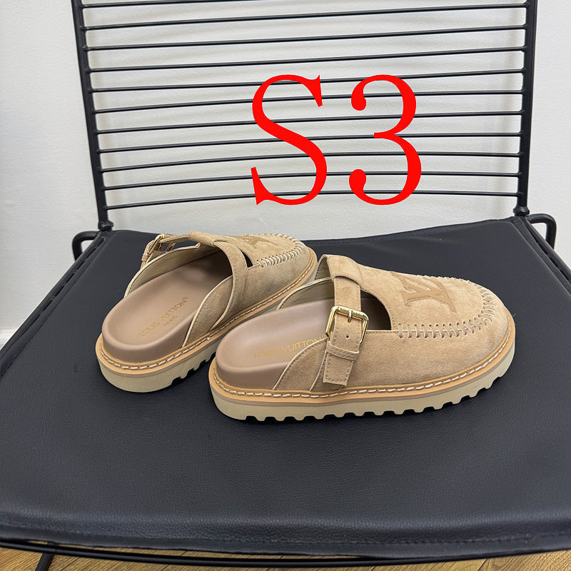 GLS14 Women slipper Leather Sole Shoes 35-41 with box