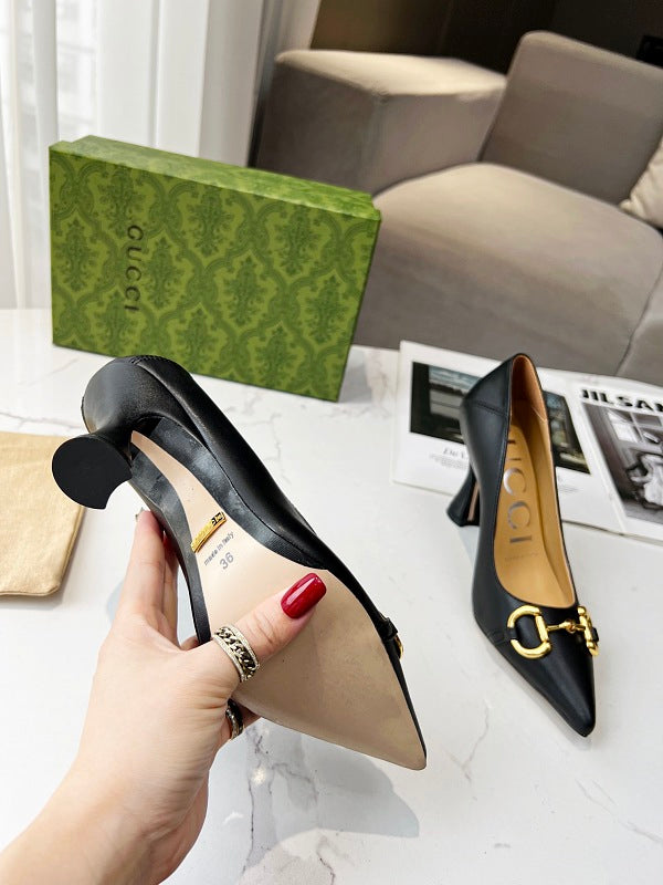 SHGS8 Leather 8.5CM Heel Women 35-42 shoes With box